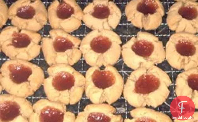 Erdnussbutter und Gelee Daumenabdruck Cookies