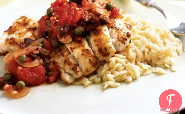 Grouper mit Puttanesca-Sauce