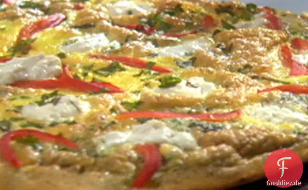 Gerösteter roter Pfeffer und frische Kräuterfrittata