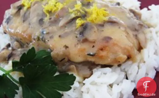 Zitrone Pilz Kraut Huhn