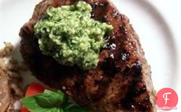 Zitronen-Basilikum-Pesto Flat Iron Steak