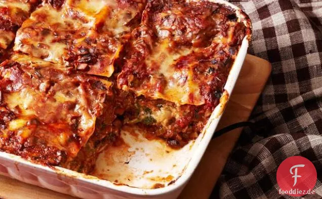 Spinat-Lasagne mit Pilzragout