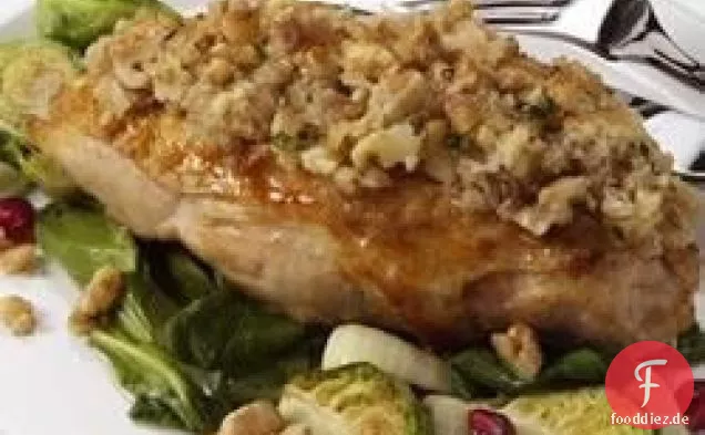 Knoblauch und Walnuss verkrustetes Huhn