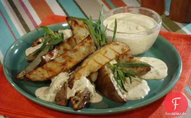 Gegrillte Steak-Pommes mit Malz-Essig-Aioli
