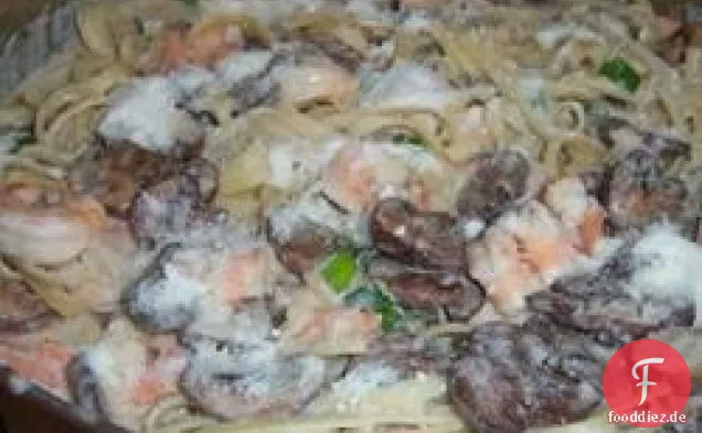 Garnelen-und Portobello-Pilz-Fettuccine