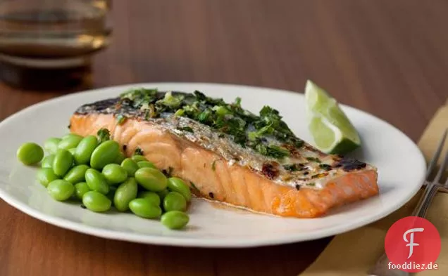 Honig Soja-Gegrillter Lachs mit Edamame