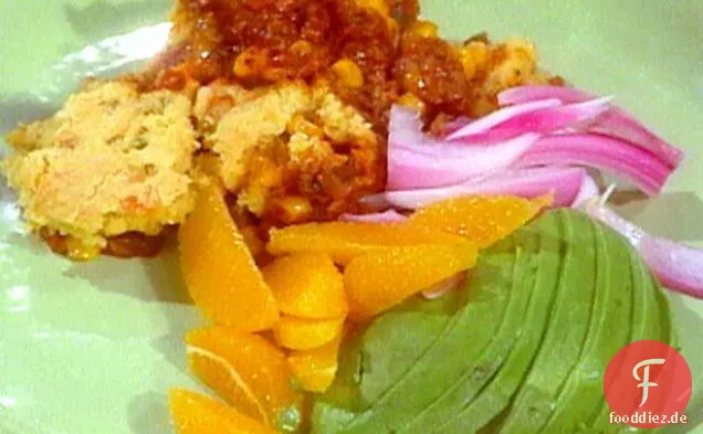 Schweinefleisch Potpie mit Maisbrotkruste