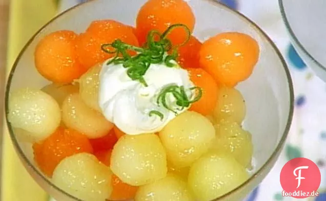 Honigtau und Melone in Vanille-Limettensirup