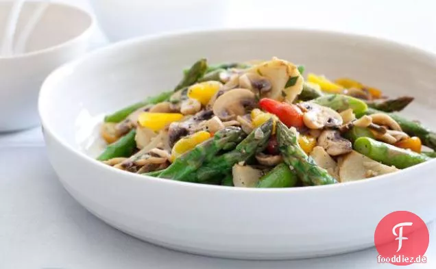 Spargel, Artischocke und Pilzbraten mit Estragon-Vinaigrette