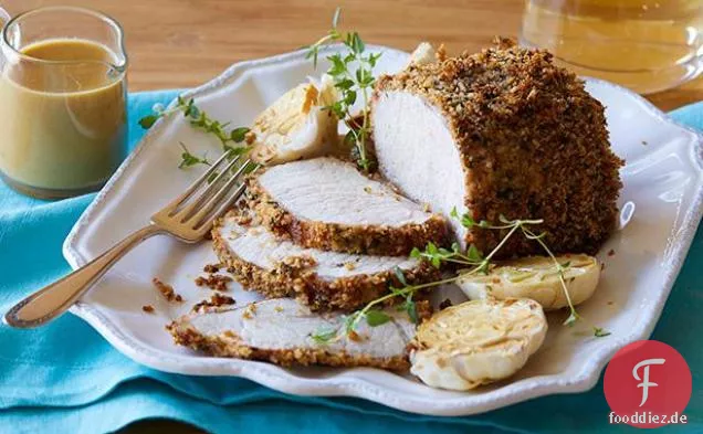 Kräuter-Knoblauch-Schweinelende mit Honig-Senf-Sauce
