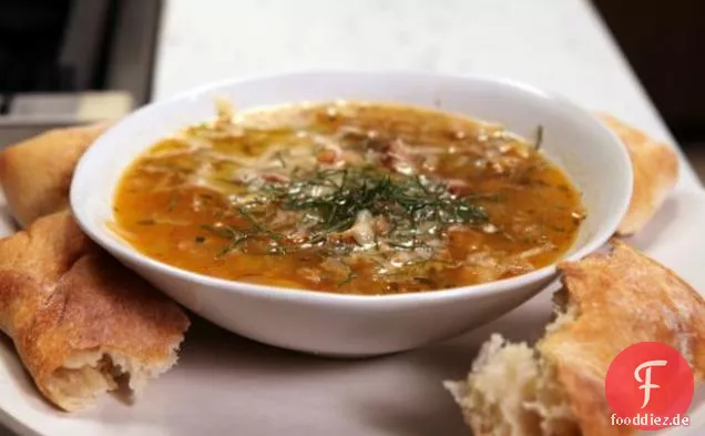 Minestrone Suppe mit süßer Wurst