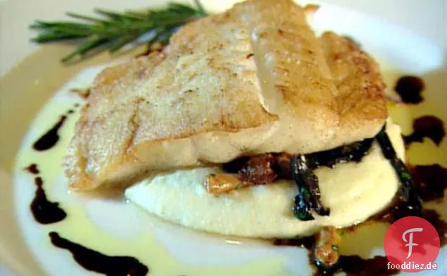 Fisch mit Polenta und Pilzen: Merluzzo con Polenta e Funghi