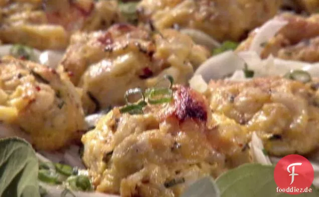 Krabbenkuchen Chiarello mit rasiertem Fenchelsalat