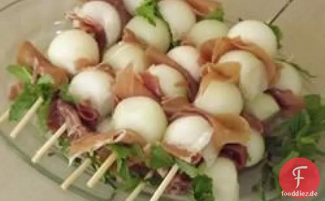 Prosciutto eingewickelte Melonenkugeln