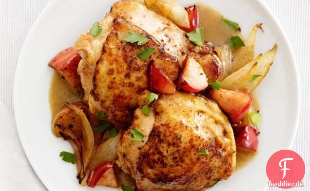 Honig-Senf-Huhn und Äpfel