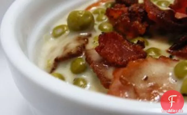 Cremige Erbsen mit Speck