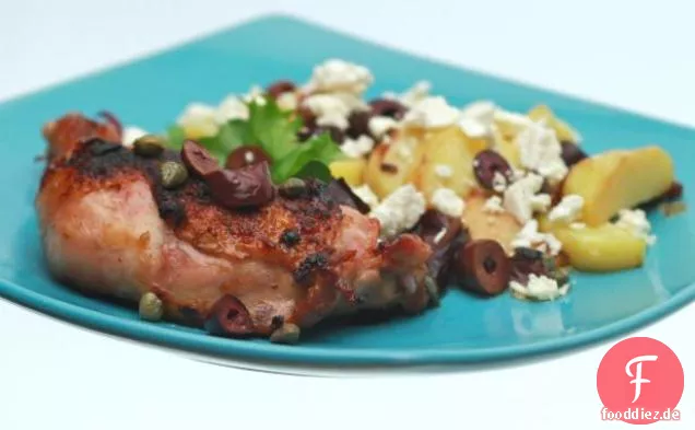 Pikantes Brathähnchen mit mediterranen Kartoffeln