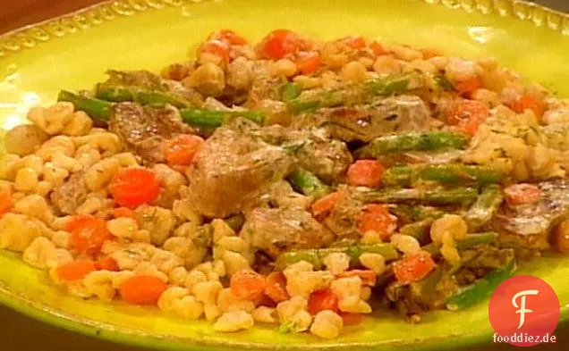 Senf-Schweinebraten mit Spätzle
