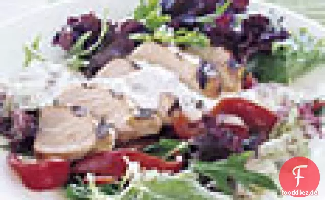 Huhn mit Estragon-Kapern-Sauce mit Gemischten Grüns