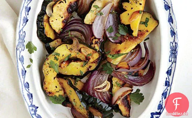 Geröstete Rote Zwiebeln und Delicata Squash