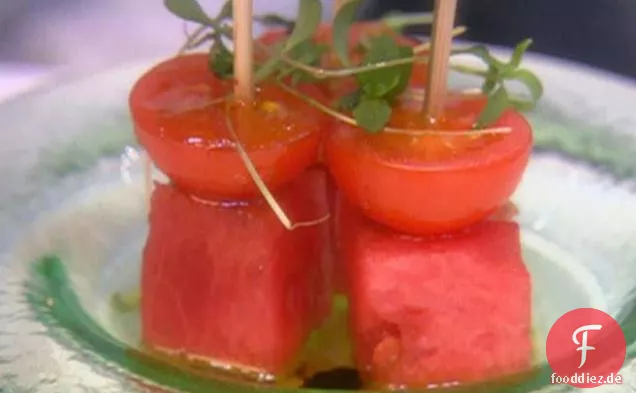 Wassermelone-Tomaten-Spieß