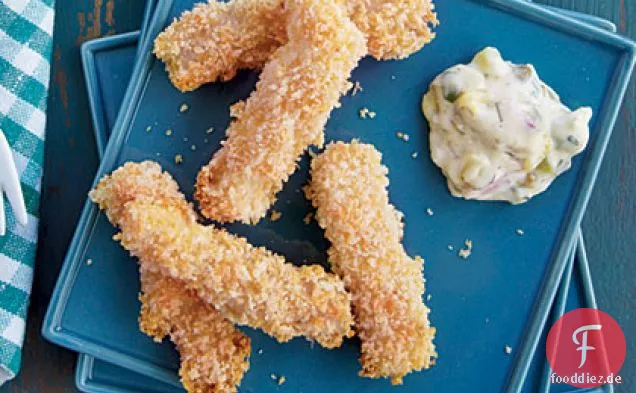 Ofengebratene Fischstäbchen mit Tartarsauce