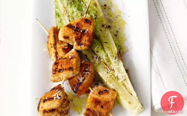 Hähnchenspieße mit gegrillter Romaine