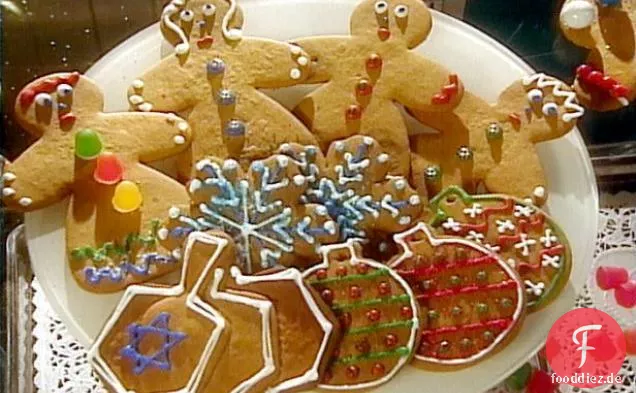 Lebkuchen Menschen Urlaub Cookie Projekte: Weiße Schneeflocken, Dreidel Trios und Ornamente
