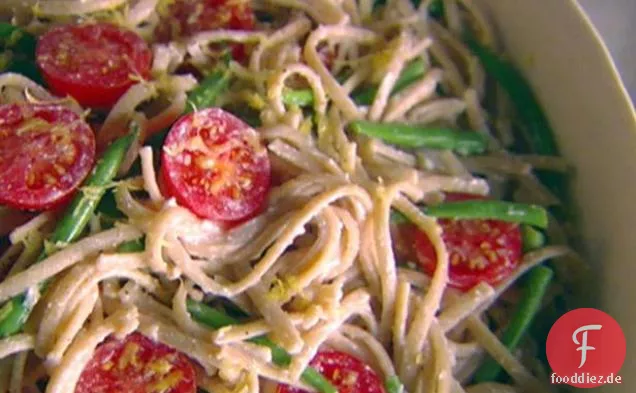 Vollkorn-Linguine mit Grünen Bohnen, Ricotta und Zitrone