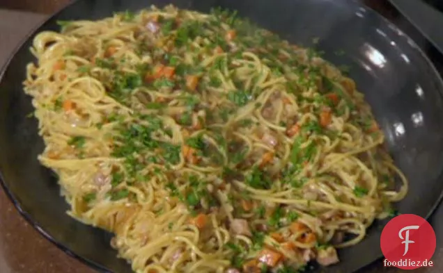 Cremige Spaghetti und Bohnen