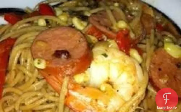 Linguine mit Cajun-Gewürzten Garnelen und Mais