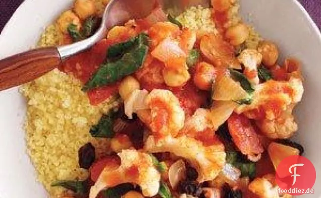 Blumenkohl und Kichererbseneintopf mit Couscous
