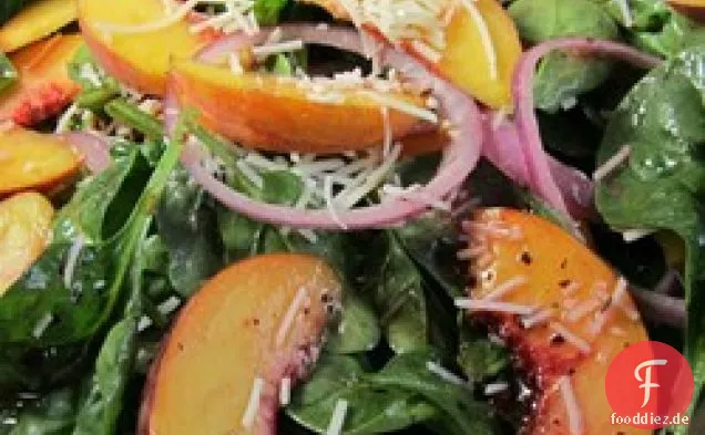 Pfirsichsalat mit Himbeervinaigrette