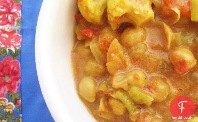Curry Blumenkohl und Kichererbseneintopf
