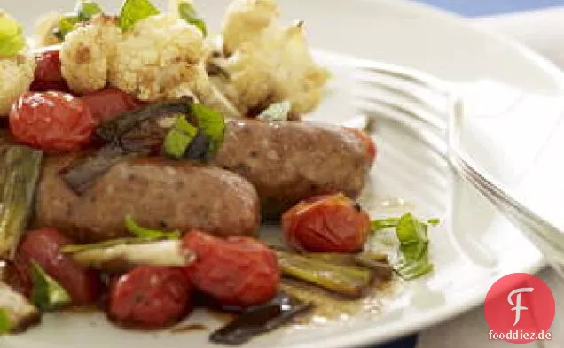 Bratwürste mit Balsamico, Tomaten und Parmigiano-re