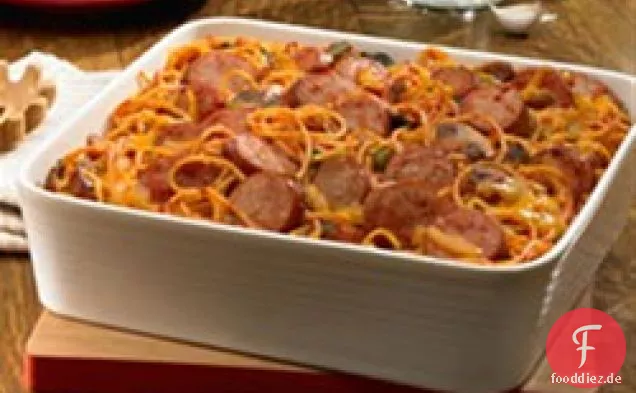Gebackene Geräucherte Wurst-Spaghetti-Auflauf