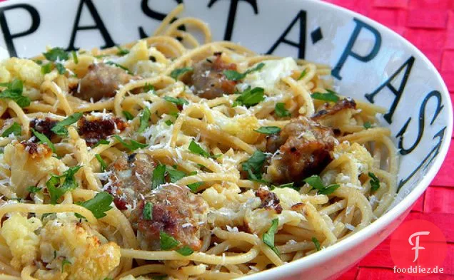 Blumenkohl-Wurst Und Spaghetti