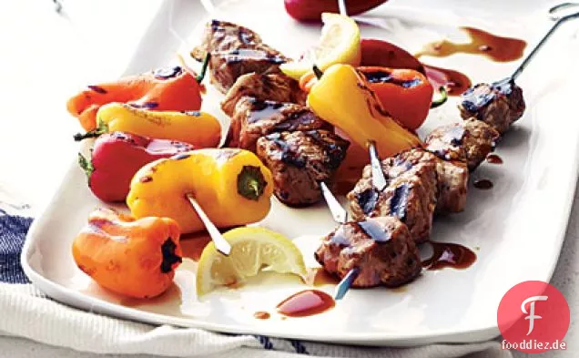 Schweinefleisch und Paprika Kebabs