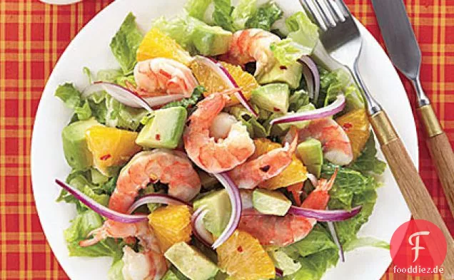 Garnelen -, Avocado-und Orangensalat