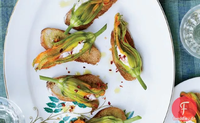 Squash Blüten mit Piment Ricotta