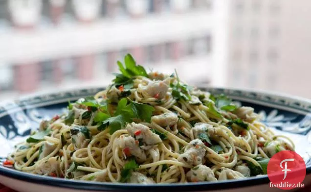 Gesunde Pasta mit würzigen Krabben