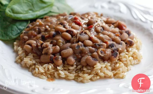 Langsam gekochte Black Eyed Peas mit Schinken