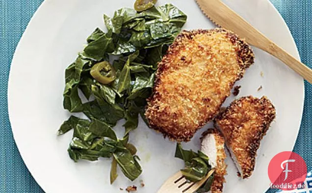 Kokosnuss Huhn mit eingelegten Pfeffer Collards