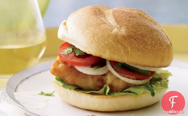 Gebratene Fischsandwiches mit Jalapeño-gewürzten Tomaten