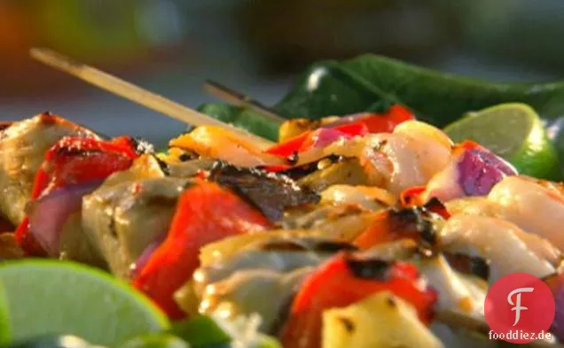 Kalk Huhn und Garnelen Kabobs