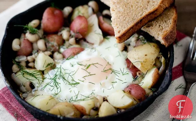 Black-eyed Erbsen Und Dill-Kartoffel-Pfanne