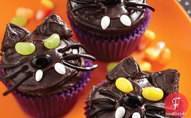 Schwarze Kitty Katze Cupcakes