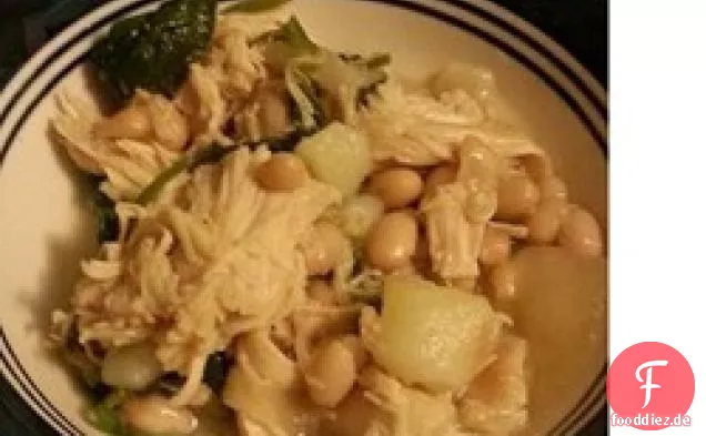 Huhn, Spinat und Kartoffelsuppe