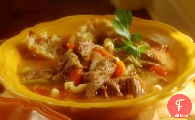 Die Dame und Söhne Rindfleisch Gemüsesuppe