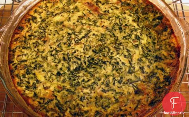 Spinat und geräucherter Gouda krustenlose Quiche